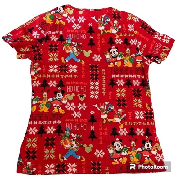 Disney Minnie Mouse Red Scrub Top-Women’s Size XS-100% Cotton-Shirt-Daisy - Picture 2 of 11